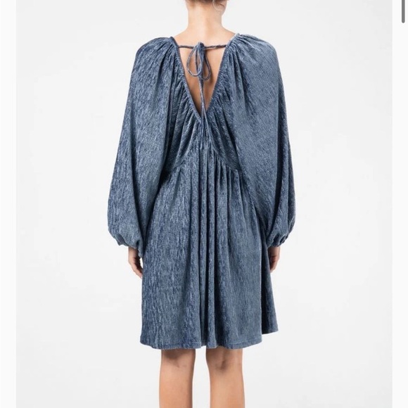 Miss Me Flowy Blue Velvet Swing Dress - Picture 3 of 8